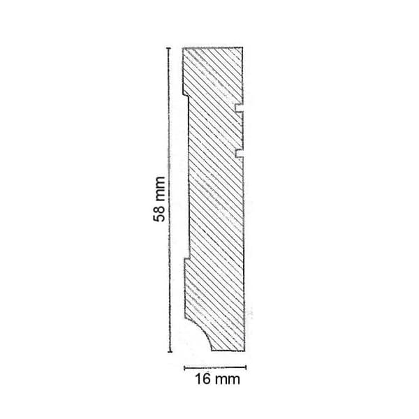 PROVISTON MDF-sockel 16 x 58 x 2500 mm Vit att limma, skruva &amp; spikbelagd MDF-kärna 25 meter | 10 stycken
