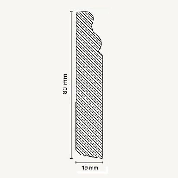 PROVISTON Formgjutna sockel 19 x 80 x 2500 mm Massiv furu Classic Sockel 25 meter | 10 stycken
