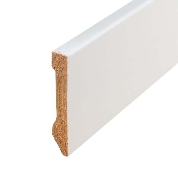 PROVISTON Sockel med vassa kanter 10 x 60 x 2400 mm i vitmålat massivt trä