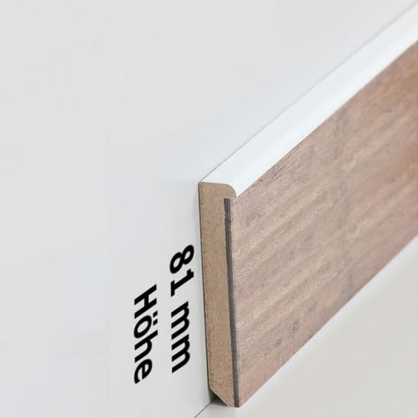 PROVISTON MDF Sockel 13 x 81 x 2500 mm vit Belagd MDF-kärna Sockel för vinylgolv 62,5 meter | 25 stycken
