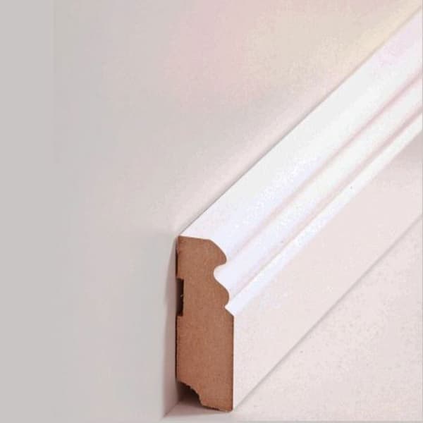 PROVISTON Sockel nr 199 MDF 19 x 58 x 2500 mm vit att limma, skruva &amp; spika Belagd MDF-kärna 12,5 meter | 5 stycken