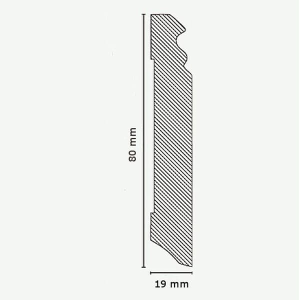 PROVISTON MDF-sockel 19 x 80 x 2500 mm kräm för att limma, skruva &amp; spikbelagd MDF-kärna 25 meter | 10 stycken