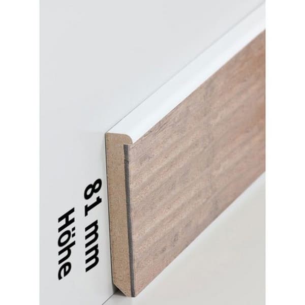 PROVISTON MDF Sockel 13 x 81 x 2500 mm Vitbelagd MDF Core Vinyl Golvlist 25 meter | 10 stycken
