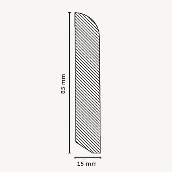 PROVISTON Sockel i massiv trä 15 x 85 x 2500 mm körsbär att limma, skruva &amp; spik 62,5 meter | 25 stycken
