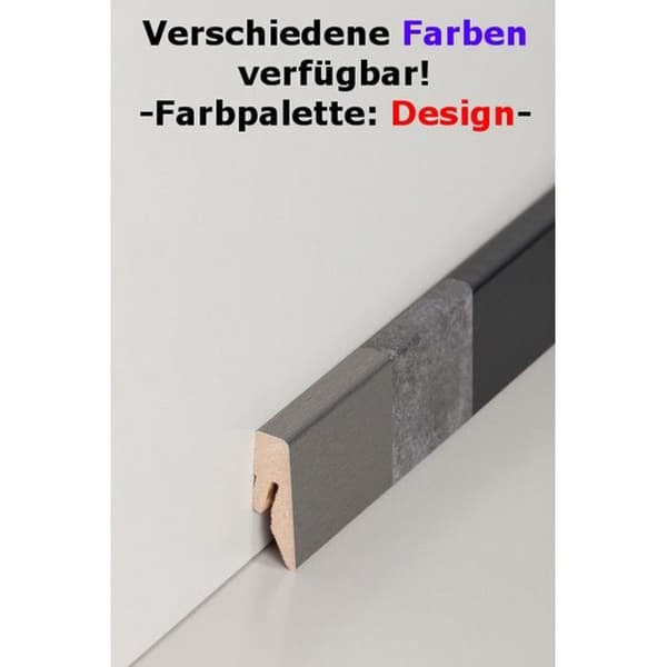 PROVISTON MDF-sockel 15 x 40 x 2500 mm silver för att limma, klämma, skruva &amp; spikbelagd MDF-kärna 12,5 meter | 5 stycken