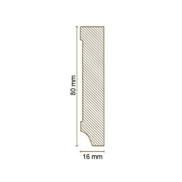 PROVISTON MDF-sockel 16 x 80 x 2500 mm silver att limma, skruva &amp; spikbelagd MDF-kärna 25 meter | 10 stycken