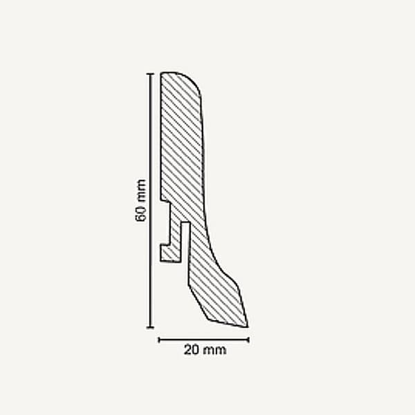 PROVISTON MDF-sockel 20 x 60 x 2500 mm Lofotenfura att limma, skruva &amp; spik, klämma Belagd MDF kärna 25 meter | 10 stycken