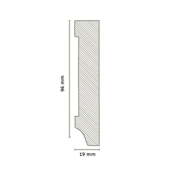 Plint MDF 19 x 96 x 2500 mm kärna MDF belagd Plint vit av PROVISTON
