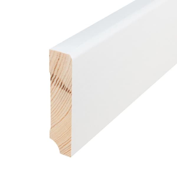 PROVISTON Massiv träsockel 19 x 80 x 2400 mm Vit att limma, skruva &amp; spik 24 meter | 10 stycken