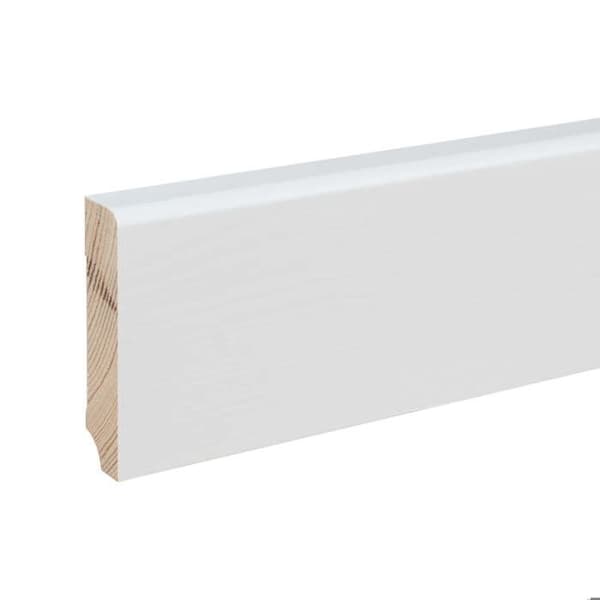 PROVISTON Massiv träsockel 19 x 80 x 2400 mm Vit att limma, skruva &amp; spik 24 meter | 10 stycken