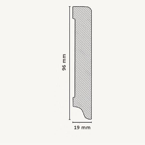 PROVISTON MDF-sockel 19 x 96 x 2500 mm Vit att limma, klippa, skruva &amp; spikbelagd MDF-kärna 62,5 meter | 25 stycken