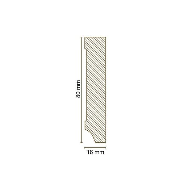 Plint MDF 16 x 80 x 2500 mm kärna MDF filmad Plint Kräm by PROVISTON