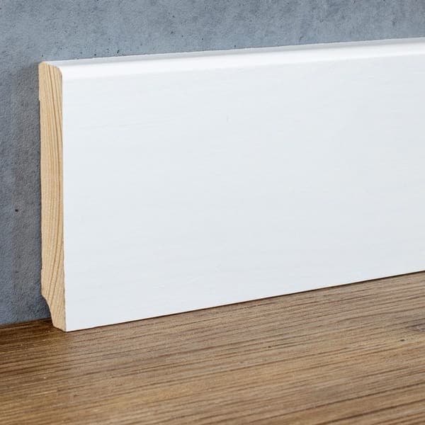 PROVISTON Sockel i massiv trä 19 x 100 x 2500 mm Vit att limma, klippa, skruva &amp; spik 12,5 meter | 5 stycken