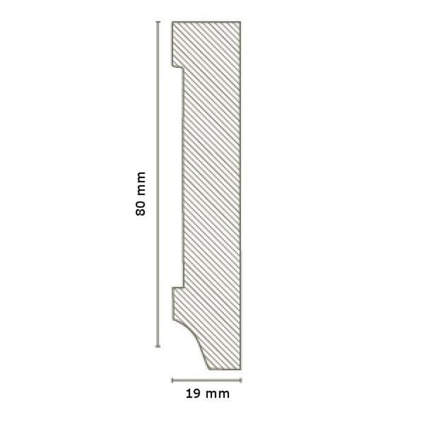 PROVISTON MDF-sockel 19 x 80 x 2500 mm Vit att limma, klippa, skruva &amp; spikbelagd MDF-kärna 12,5 meter | 5 stycken
