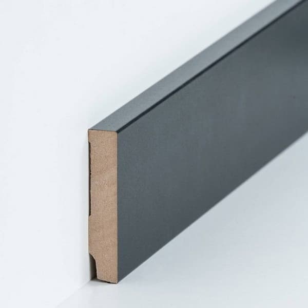 PROVISTON MDF-sockel 16 x 80 x 2500 mm Svart för att limma, klämma, skruva &amp; spikbelagd MDF-kärna 12,5 meter | 5 stycken
