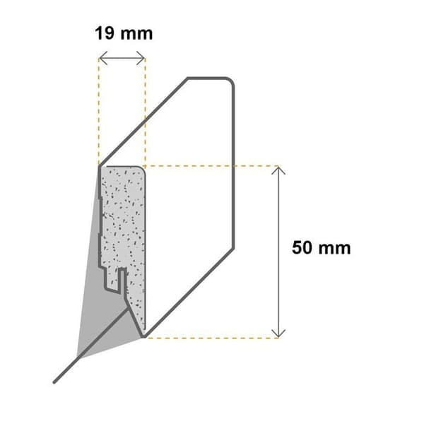 PROVISTON 19 x 50mm vit plint MDF klippsystem i melamin