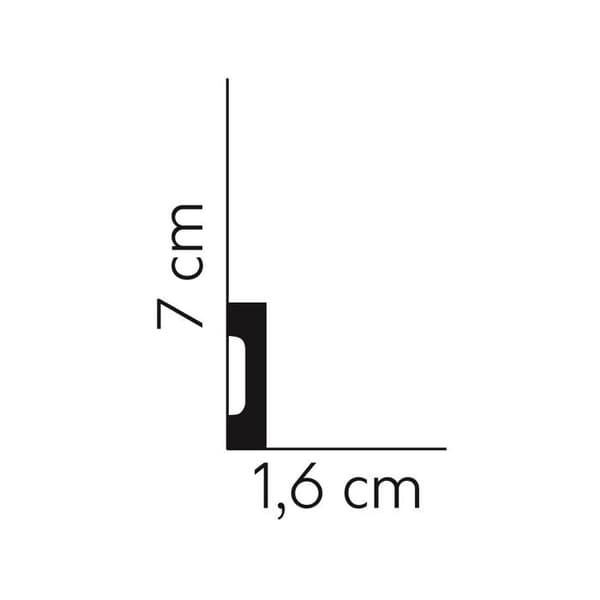 PROVISTON Plastskåla Polystyren 16 x 70 x 2000 mm Vit Skåla med kabelkanal Golvlister