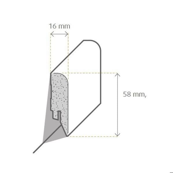 PROVISTON vit plint i melamin vitt 16 x 58mm rundad plint MDF