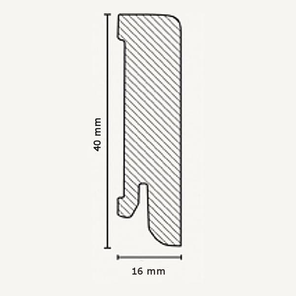 Plint Arêtes Vives 16 x 40 x 2500 mm MDF belagd Vit Klassisk PROVISTON