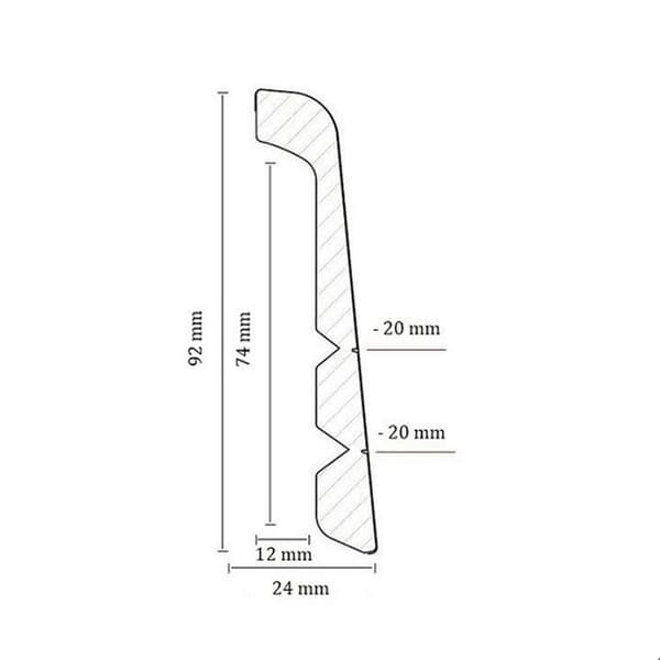 PROVISTON överkant 92 x 24mm vit melamin justerbar på 3 Hs renoveringssockel MDF
