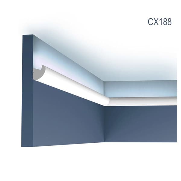 Cornice Orac Decor CX188 AXXENT Cornice Indirekt belysning Dekorativ list modern design vit 2 m.