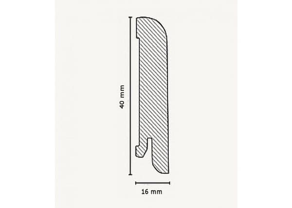 PROVISTON MDF-sockel 16 x 40 x 2500 mm Silver för att limma, klämma, skruva &amp; spikbelagd MDF-kärna 62,5 meter | 25 stycken