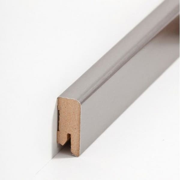 PROVISTON MDF-sockel 16 x 40 x 2500 mm Silver för att limma, klämma, skruva &amp; spikbelagd MDF-kärna 62,5 meter | 25 stycken