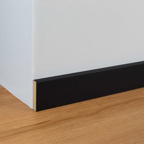 PROVISTON MDF-sockel 13 x 58 x 2400 mm svart för att limma, klämma, skruva &amp; spikbelagd MDF-kärna 60 meter | 25 stycken