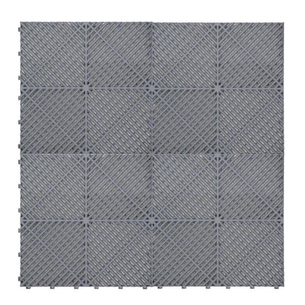 Polypropylene panels with ventilation channels + EDGES | Black, Gray, Blue, or combined colors | Interlocking panels | Non-slip - Weather-resistant | 120 Polypropenplattor - Grå + 46 Kanter