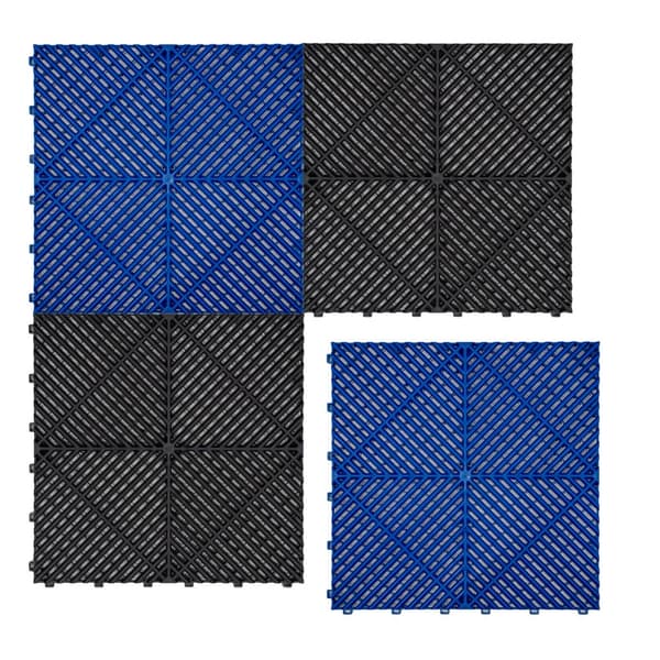 Polypropylenplader med ventilationskanaler + KANTER | Sort, Grå, Blå eller kombinerede farver | Sammenkoblingsplader | Skridsikre - Vejrbestandige | G