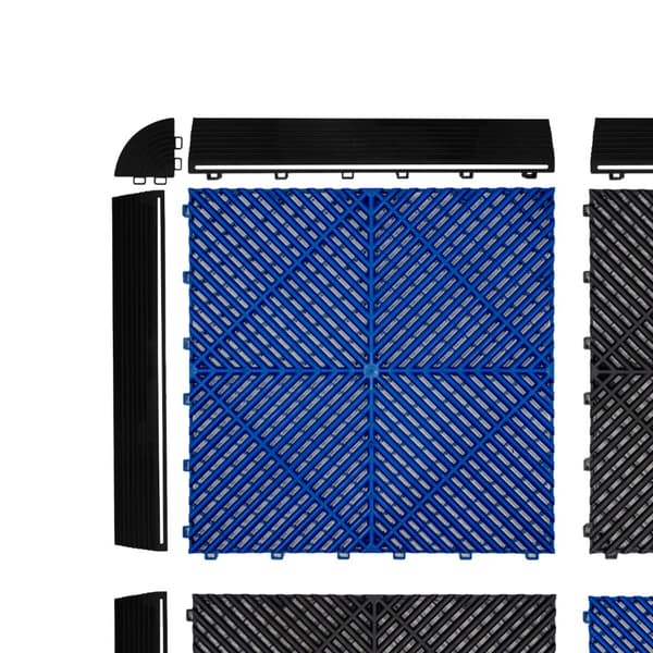 Polypropylenplader med ventilationskanaler + KANTER | Sort, Grå, Blå eller kombinerede farver | Sammenkoblingsplader | Skridsikre - Vejrbestandige | G