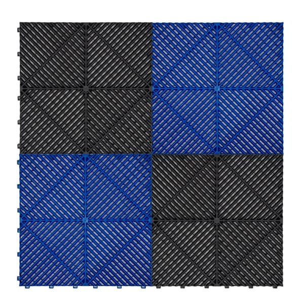 Polypropylenplader med ventilationskanaler + KANTER | Sort, Grå, Blå eller kombinerede farver | Sammenkoblingsplader | Skridsikre - Vejrbestandige | G