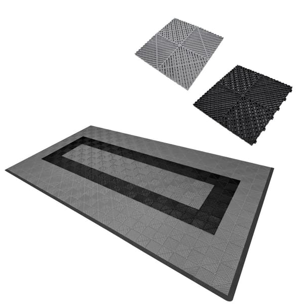Polypropenplattor med ventilationskanaler  + KANTER | Svart, Grå, Blå eller kombinerad färg | Hopkopplingsplatta | Halkfri - Väderbeständig | Golv för