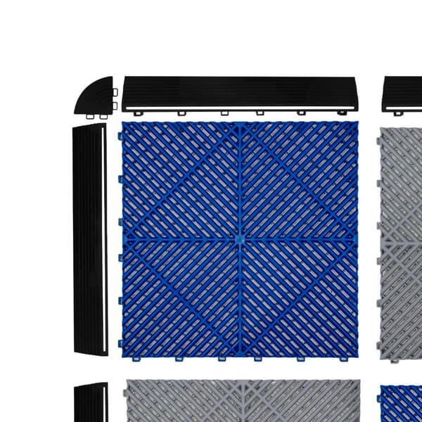 Polypropylenplader med ventilationskanaler + KANTER | Sort, Grå, Blå eller kombinerede farver | Sammenkoblingsplader | Skridsikre - Vejrbestandige | G