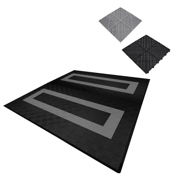 Polypropylenplader med ventilationskanaler + KANTER | Sort, Grå, Blå eller kombinerede farver | Sammenkoblingsplader | Skridsikre - Vejrbestandige | G