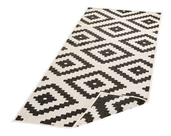Bougari matta - under matta - 103129-80x350 - NORTHRUGS in - Outdoor Malta Vändbar matta Svart/kräm 80 x 350 cm