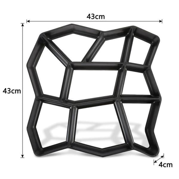 Betongform - YUENFONG - 43 x 43 x 4 cm - Återanvändbar plast - 2 stycken - Svart