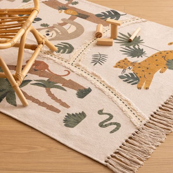 Barnmatta "Jungle" - bomull - L. 100 x P. 0 - 5 x H. 150 cm - 100x150 cm - Multicolor - Atmosphera inredningsdesigner