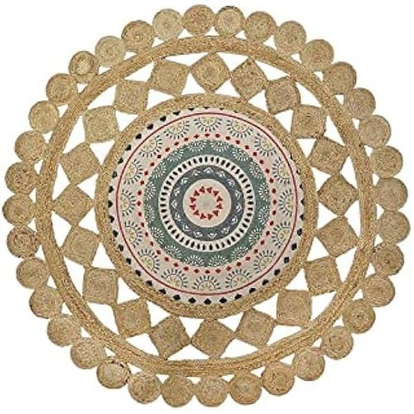 Matta - DKD Home Decor - Standard - Brun - Rund - Naturliga fibrer