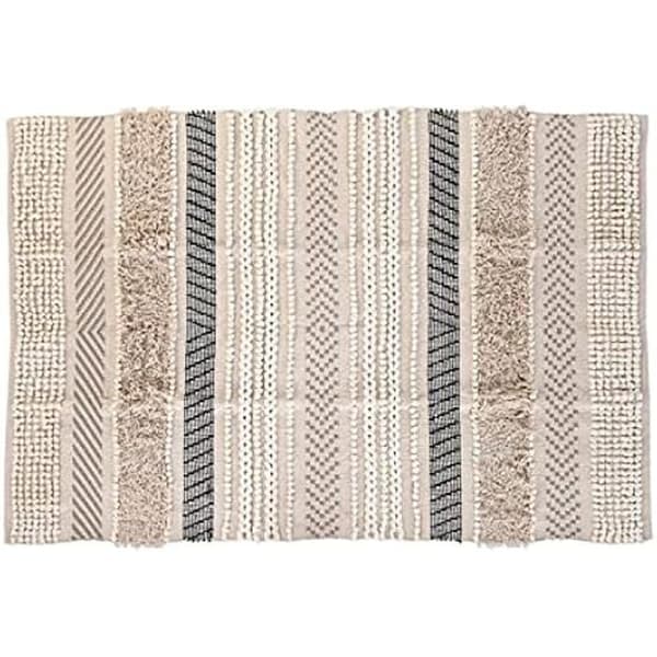 Matta - DKD Heminredning - Standard - Svart och Beige - Bomull - 180x120 cm