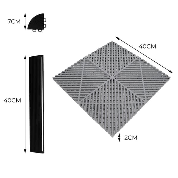 Polypropylenplader med ventilationskanaler + KANTER + Hexagonal LED-loftlampe | Sort, Grå, Blå eller kombinerede farver | Sammenkoblingsplader | Skrid