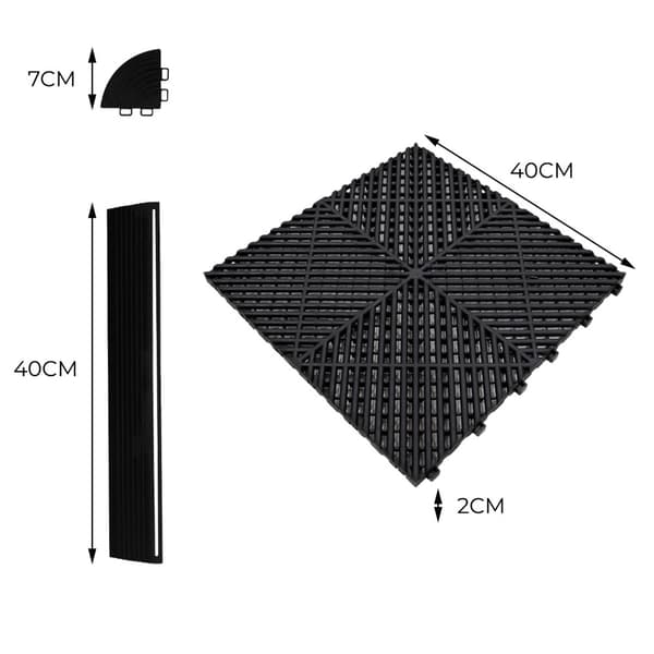 Polypropylenplader med ventilationskanaler + KANTER + Hexagonal LED-loftlampe | Sort, Grå, Blå eller kombinerede farver | Sammenkoblingsplader | Skrid