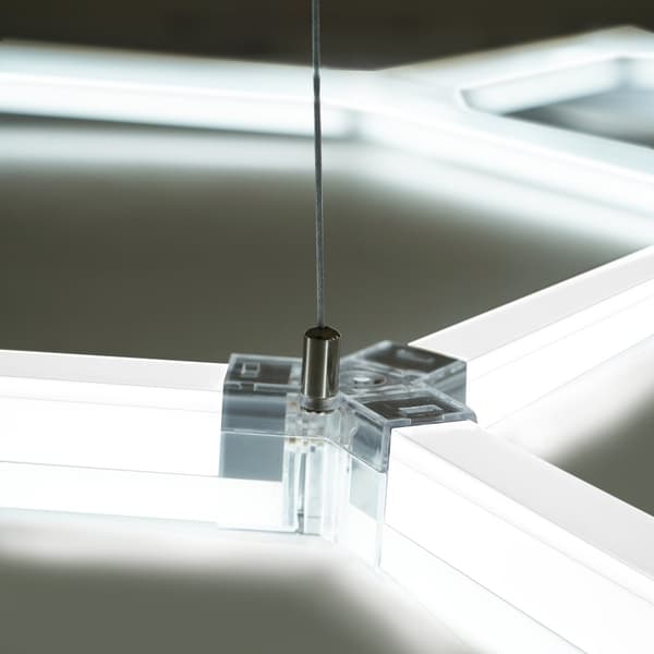 Polypropylenplader med ventilationskanaler + KANTER + Hexagonal LED-loftlampe | Sort, Grå, Blå eller kombinerede farver | Sammenkoblingsplader | Skrid
