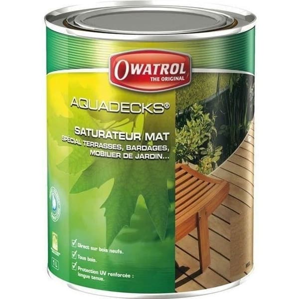 OWATROL AQUADECKS Matt vattenmättare för exteriör exotiskt träskydd Teak Ipe Bangkiraï Acacia Maçaranduba Saturator