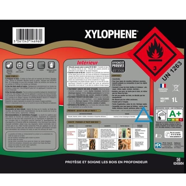 Träbehandling - XYLOPHENE - 25 år - Färglös - 1L - Antitermiter