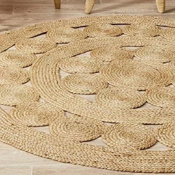 Matta - DKD Heminredning - Tropisk jute - 200 x 200 cm - Flerfärgad - Rund - Inomhus