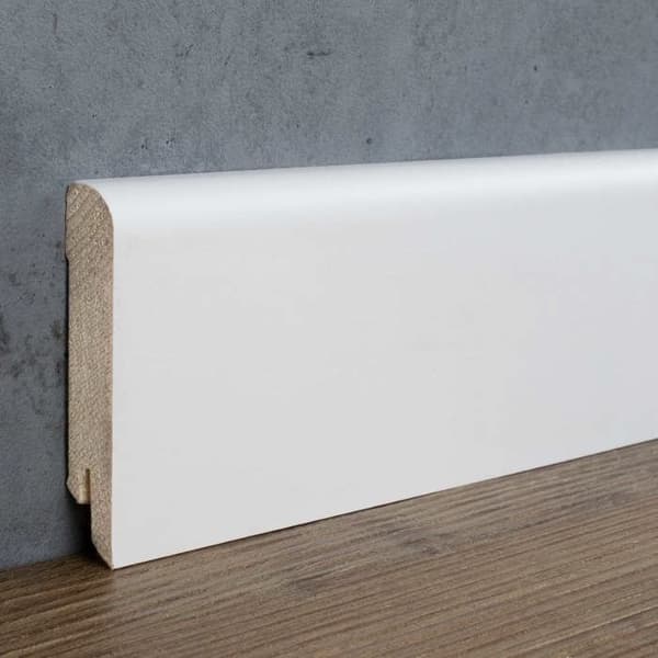PROVISTON Plinthes Profilé arrondi 15 x 70 x 2500 mm Ekte trepanel Hvitt dekor Plint 1 stykke