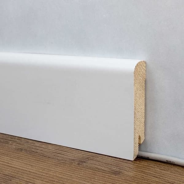 PROVISTON Plinthes Profilé arrondi 15 x 70 x 2500 mm Ekte trepanel Hvitt dekor Plint 1 stykke