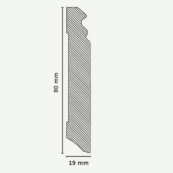 PROVISTON Plint Profilé berlin 19 x 80 x 2500 mm MDF belagd Vit Kan lackeras Plint hamburgare 1 styck