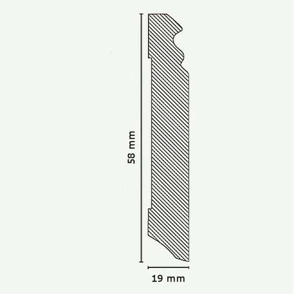 PROVISTON Plinther Profilé berlinois 19 x 58 x 2500 mm MDF foliebelagd Vit Kan lackeras Plint hamburger 1 styck